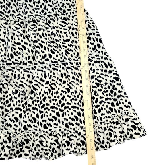 Womens L Oddy Off The Shoulder Leopard Print Elastic Waist Tiered Ruffle Dress - Picture 7 of 12